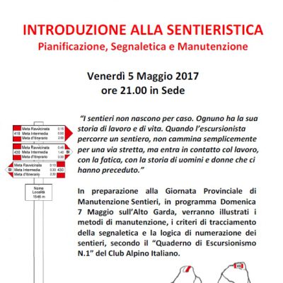 SERATA INTRODUZIONE ALLA SENTIERISTICA – 5 MAGGIO 2017